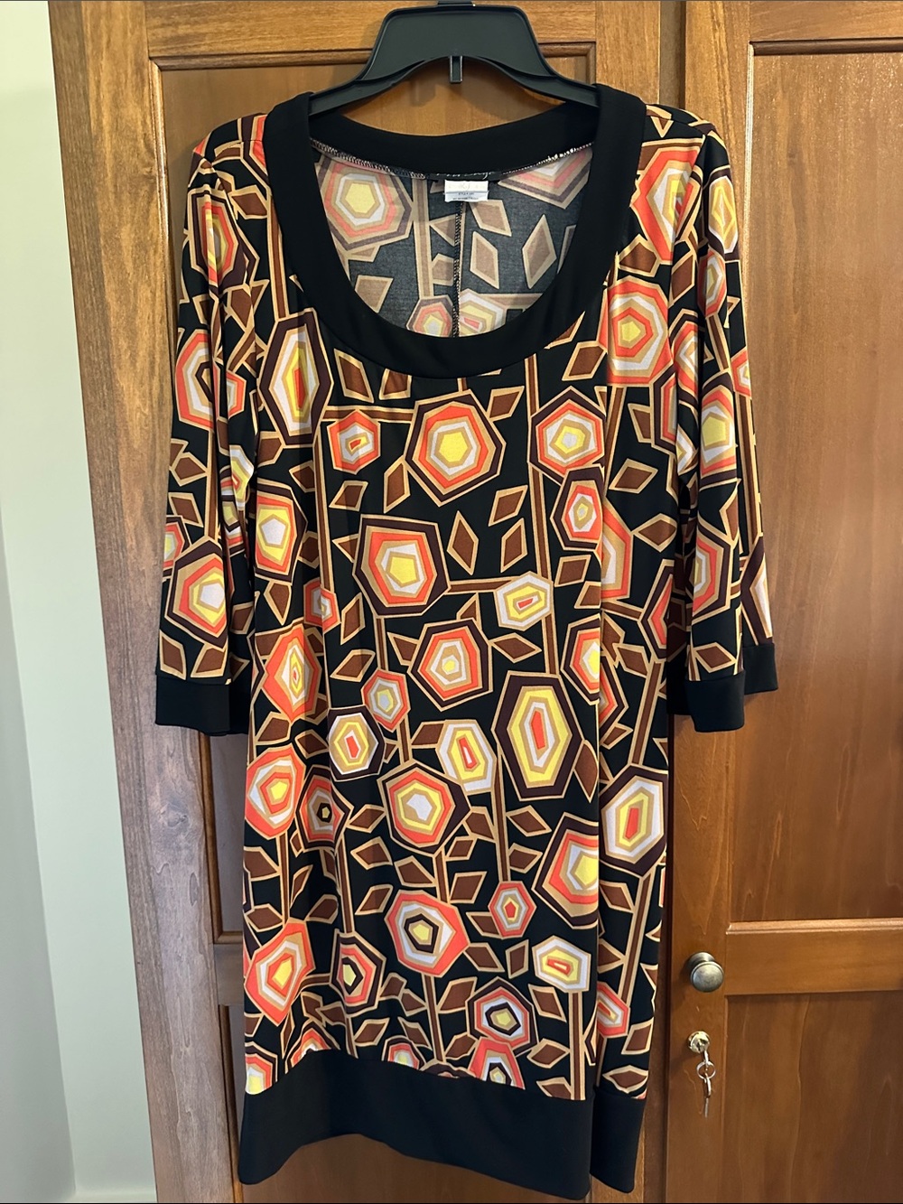 Blu Sage Black Geometric Floral Print Dress